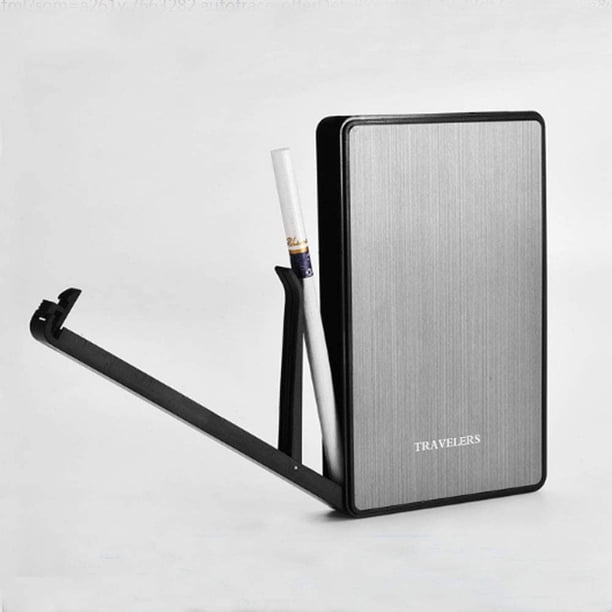 heavy duty cigarette case 16 Slim Cigarette Case Heavy Duty USB Rechargeable Windproof Electric Built-in Flame Less Lighter Cigarette Cigar Storage Case- Gray Color for Long