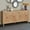 Natural Wood, variant on Atumcto Sideboard Buffet 63" with Storage Cabinet, 4-Door 4-Shelf, Natural Wood Color, Carved Flowers Doors & Cable Holes for Living Room, Kitchen & Entryway