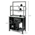 thumbnail image 2 of Gymax Kitchen Bakers Rack Freestanding Wine Rack Table w/ Glass Holder & Drawer Black, 2 of 9