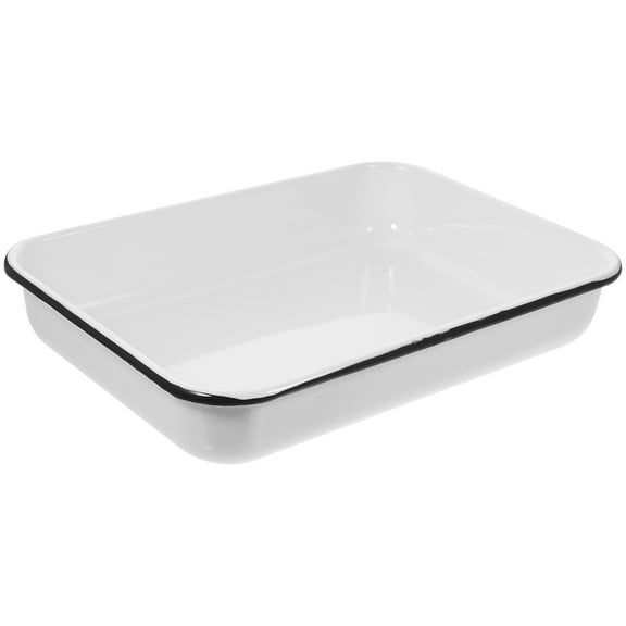 WRISTBIQUE White Enamel Baking Pan for Home Cooking and Storage, Wear-Resistant Oven Bakeware