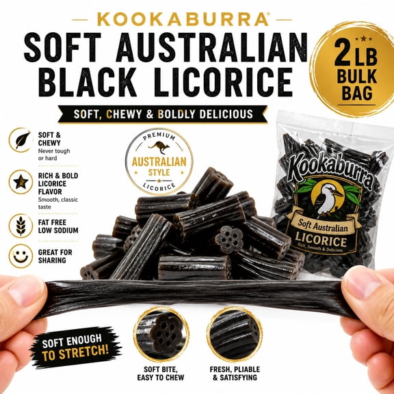 Michele's Pantry Australian Black Licorice Nibs Soft Chewy Candy Bag 2 lb