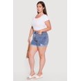 thumbnail image 2 of Women's Plus Size WAX Acid Wash Distressed Rolled Cuffed Shorts, 2 of 4