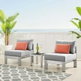 thumbnail image 2 of Lounge Chair Table Set, Sunbrella, Fabric, Aluminum, Metal, Steel, Silver Grey Gray, Modern Contemporary Urban Design, Outdoor Patio Balcony Cafe Bistro Garden Furniture Hotel Hospitality, 2 of 10