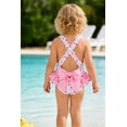 thumbnail image 4 of Happy Town Toddler Baby Girl Beach Bathing Suit Floral Sleeveless One-Piece Swimsuit With Bowknot, 4 of 9