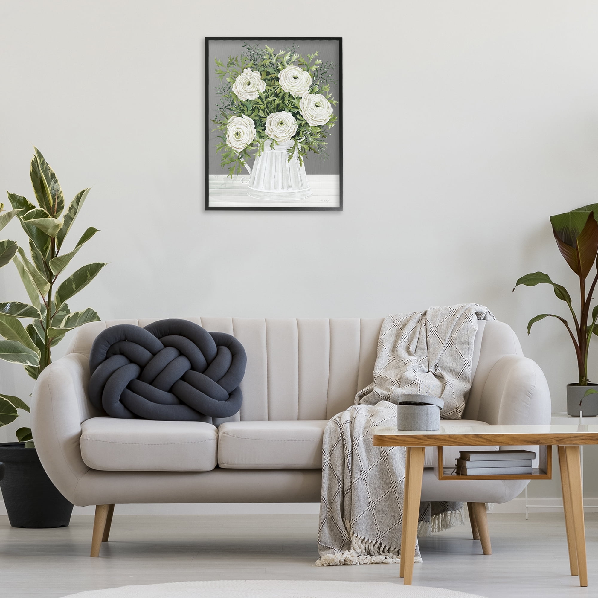 Stupell Industries Peonies in Country Vase Botanical & Floral Painting Black Framed Art Print Wall Art, 24 x 30