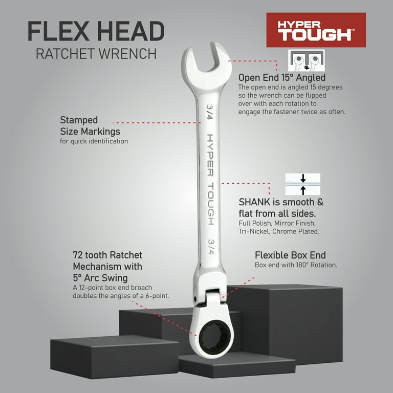 Free Shipping! Hyper Tough 12 Piece SAE Flex Head Ratcheting