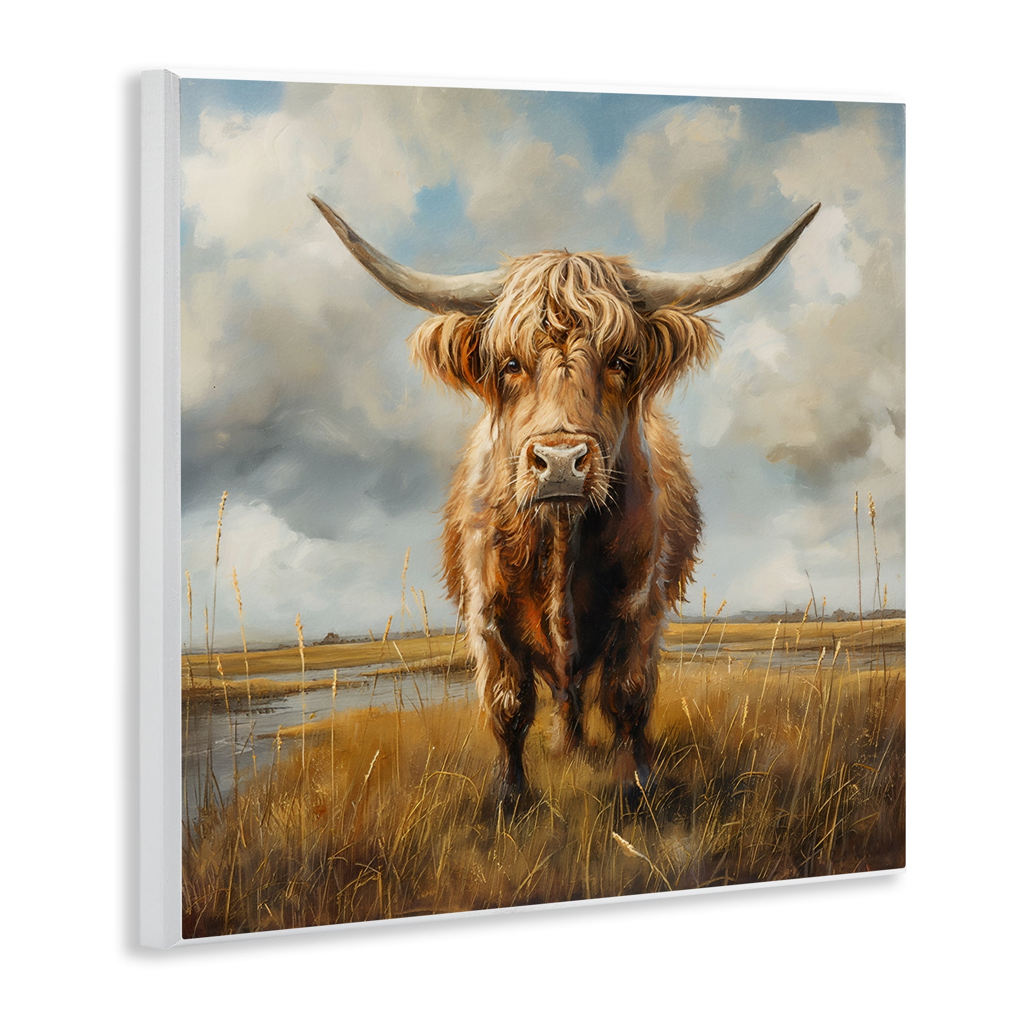 Stupell Industries Cattle on Scenic Farm Animals Painting Unframed Art Print Wall Art, 12 x 12