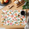 thumbnail image 2 of Peaches Watercolor Placemats Set&nbsp;of&nbsp;6 Pink Fruit Green Leaf Gradient Abstract Heat Insulation Washable Place Mats, Rustic Non-Slip Table Mats for Dining Table Party Kitchen Decor,13x19 Inch, 2 of 9