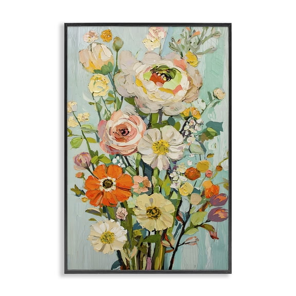 Stupell Industries Flowers On A Whim Floral Painting Black Framed Art Print Wall Art, 12 x 18