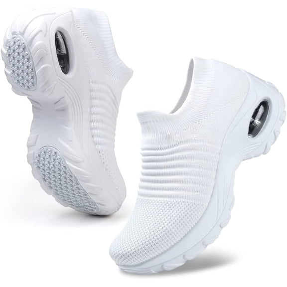 Women's Walking Shoes Arch Support Non Slip Work Shoes Breathable Knit Upper Lightweight for Plantar Fasciitis