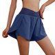 thumbnail image 1 of Pantalones cortos deportivos de entrenamiento para mujer - Cintura alta, doble capa con braguita interior, abertura lateral, bolsillos con cremallera, nailon y spandex, tallas S-XXL, 1 of 8
