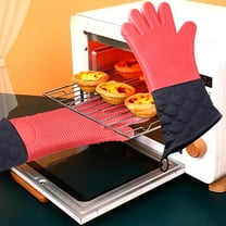 Ynlkorvg Gloves Clearance, Kitchen Grill Gloves Silicone Non-Slip Cooking Gloves for Barbecue Cooking Cleaning Supplies Red