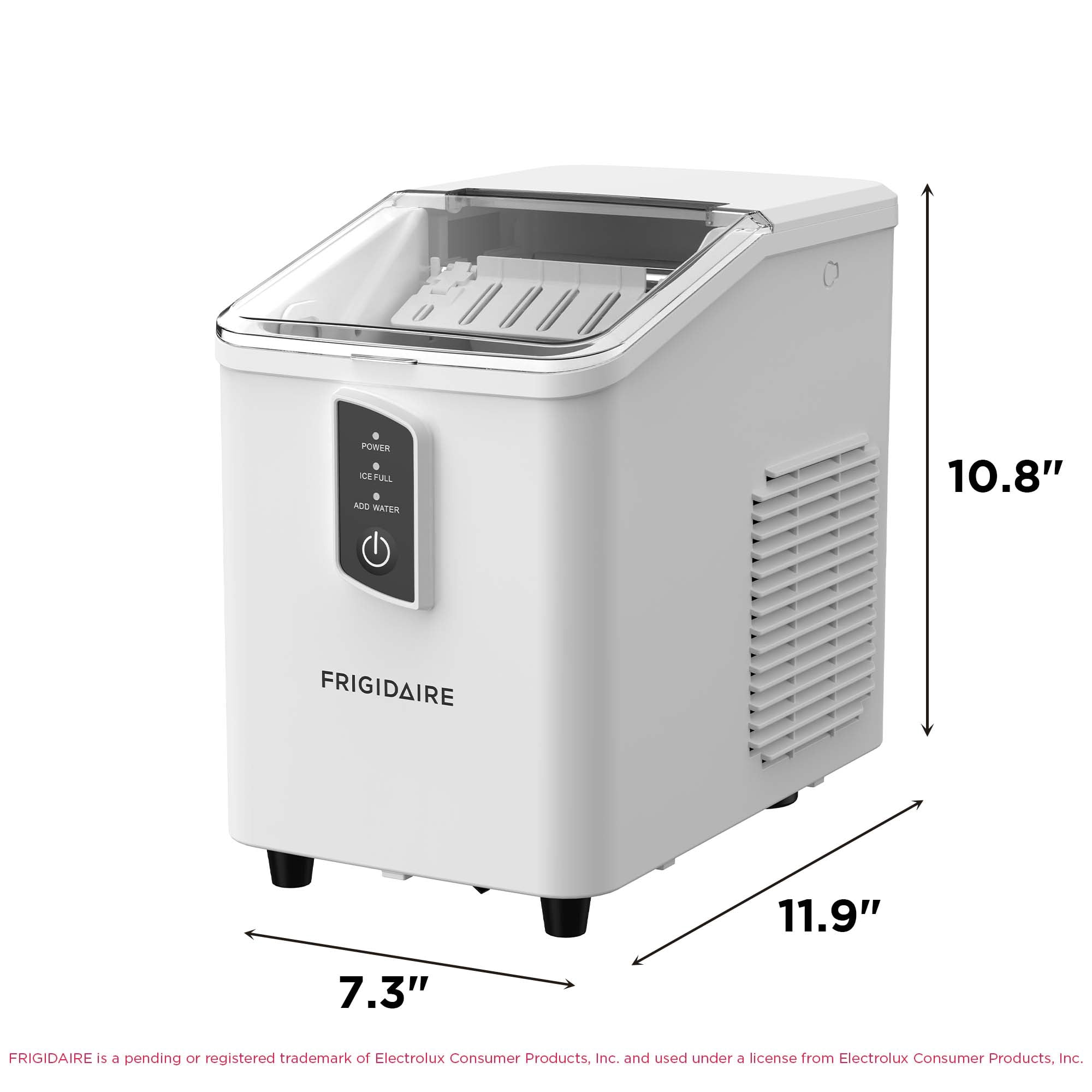 Frigidaire Countertop Ice Maker, 26 lbs Daily, Bullet Shaped Ice, White