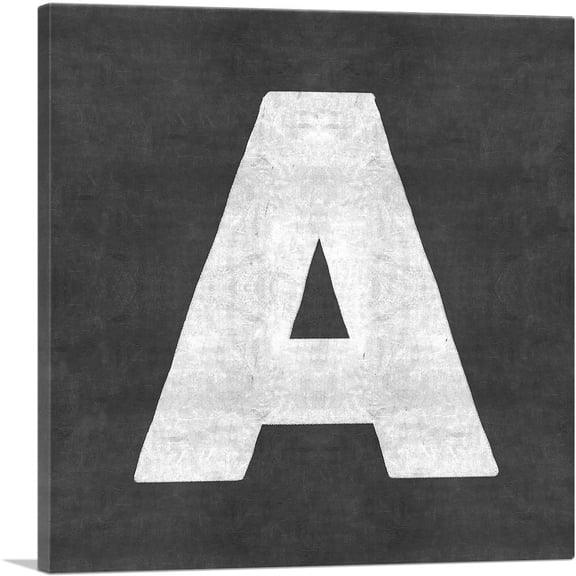 ARTCANVAS Chalkboard Alphabet Letter A Canvas Art Print - Size: 26" x 26" (1.50" Deep)