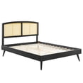 thumbnail image 3 of Modway Sierra Cane Rattan and Wood Full Platform Bed with Splayed Legs in Black, 3 of 9