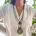 thumbnail image 2 of Double Layer Retro Zen Green Round Pendant Necklace, 2 of 2