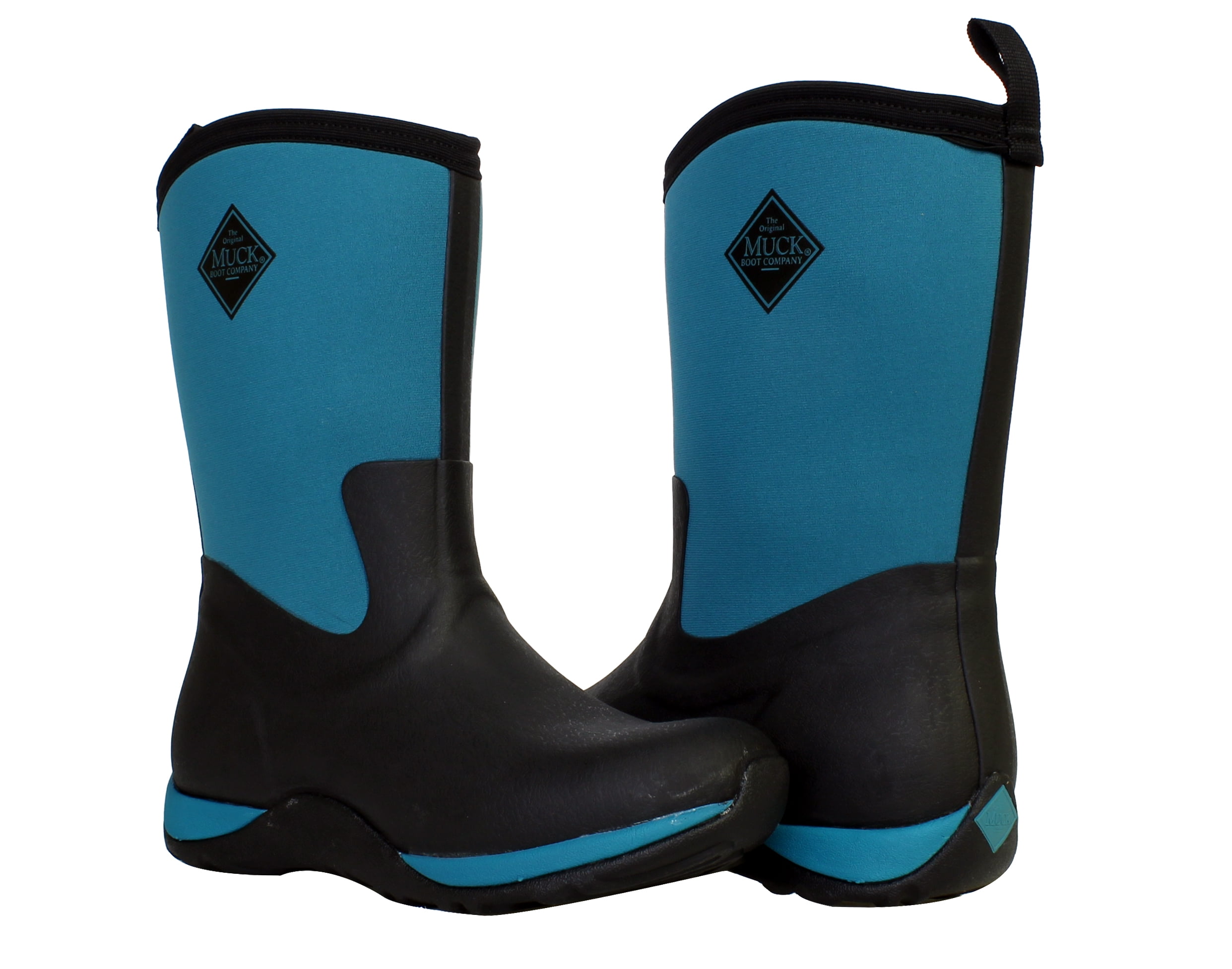teal and black muck boots