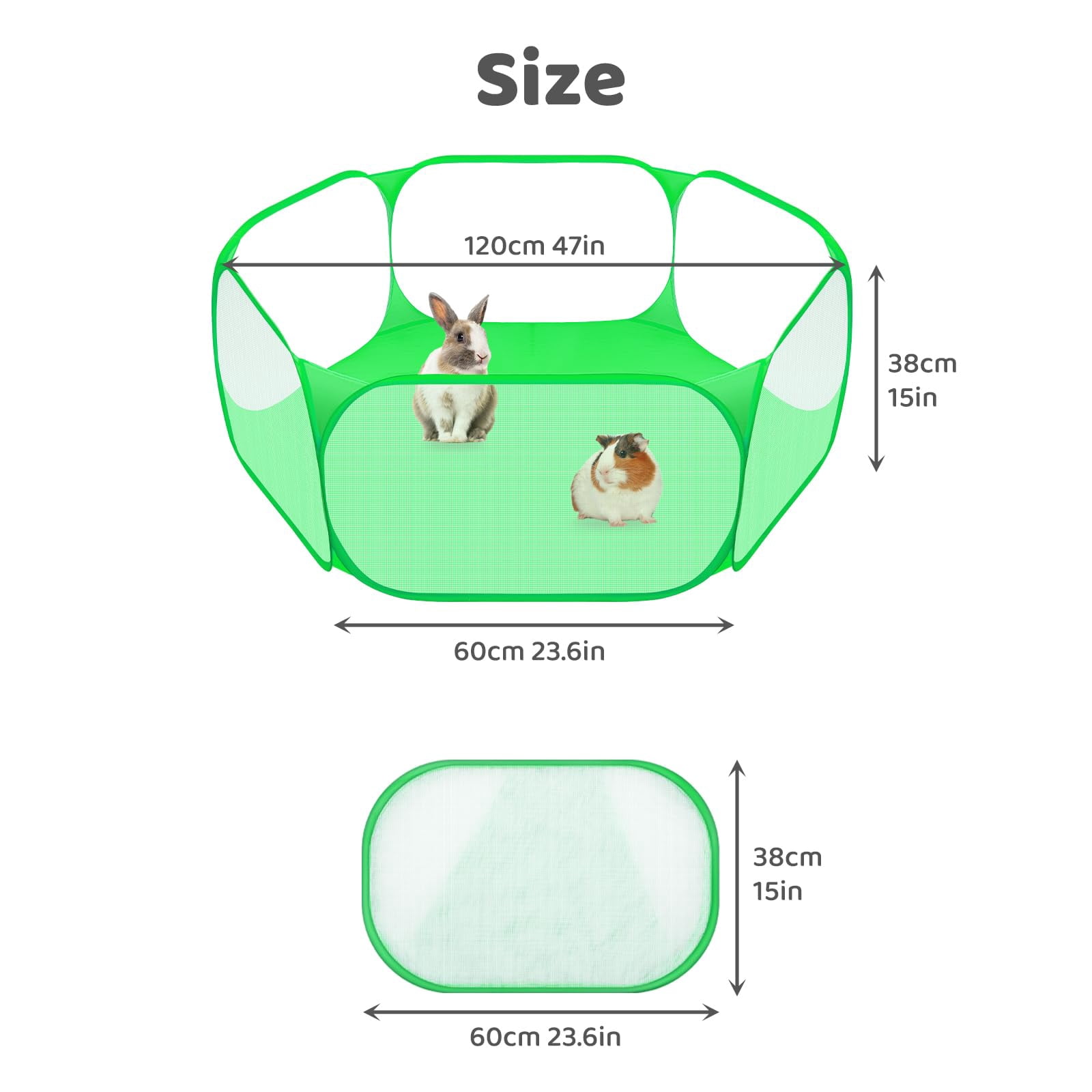 Small Animal Playpen, Pop-Up Portable Play Yard for Guinea Pigs, Rabbits, Hamsters, Hedgehogs, Foldable Exercise Fence with Breathable Mesh for Indoor Outdoor Use