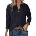 thumbnail image 5 of Enjoytime Button Down Shirts for Women Solid Color V-Neck Summer Tops Business Work Casual Blouse Plus Size Womens Clothing, 5 of 7