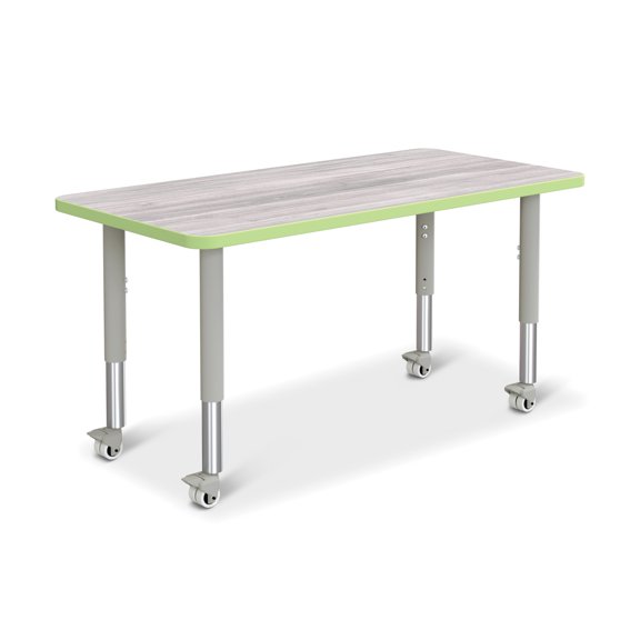 Berries Rectangle Activity Table - 24 inch X 48 inch, Mobile - Driftwood Gray/Coastal Blue/Gray