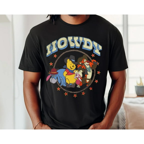 Winnie The Pooh Western Cowboy Group Shirt, Pooh Eeyore Tigger Piglet, Howdy T-shirt