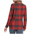 thumbnail image 5 of zbxnLI Womens Long Sleeve Shirts V Neck Button Tops Plaid Shirt Ladies Dressy Casual Blouse Trendy Work Clothes, 5 of 7