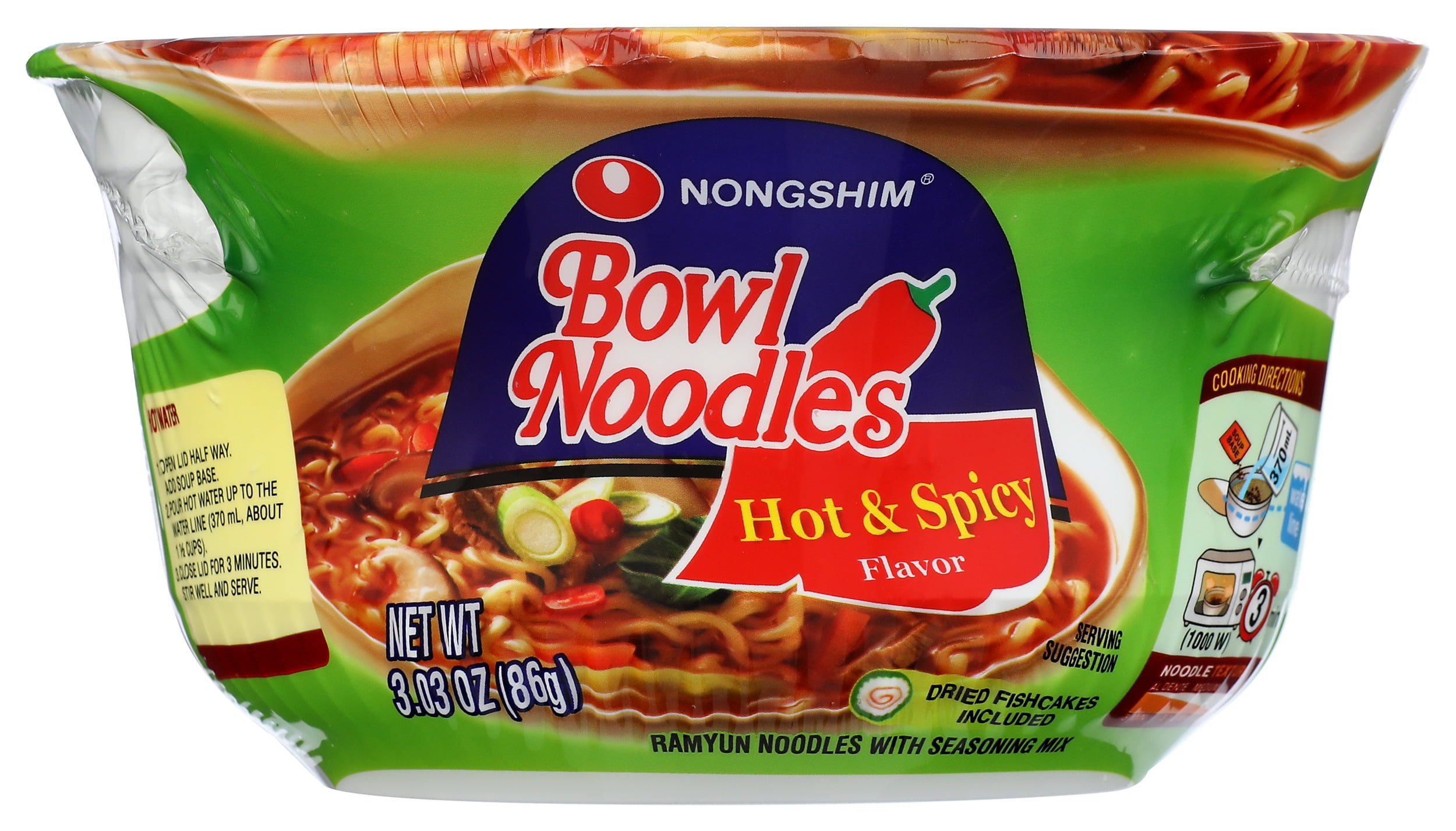 Pack of 12, Nong Shim Hot & Spicy Ramyun Noodle Soup, 3.03 oz