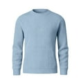 thumbnail image 5 of GrmtClth Mens Crewneck Sweaters Breathable Knitted Sweaters Casual Classic Soft Comfy Long Sleeve Pullover Sweaters Light Blue 3XL, 5 of 7