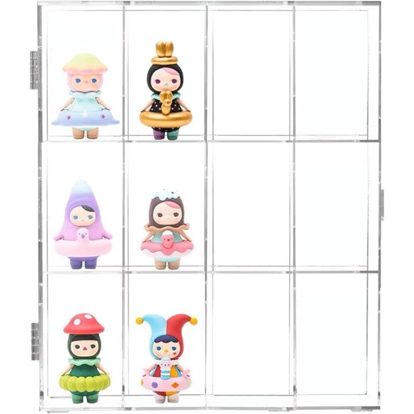 SINGOMON 12 Compartments Clear Figures Display Box Dustproof Display Cabinet Decorative Box Acrylic Display Case Desktop Storage Organizer for Mini Figures Collection, Stone Collection Storage Box