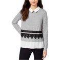 thumbnail image 1 of maison Jules Womens Layered Pullover Blouse, Grey, XX-Large, 1 of 1