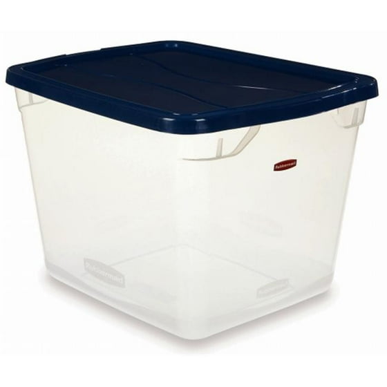 Rubbermaid 30 Quart Clever Non Latching Storage Bin Fg3q2700clrcb Pack Of 8