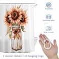 thumbnail image 4 of Summer Flower Shower Curtain for Bathroom, Retro Watercolor Yellow Sunflower Waterproof Cloth Fabric Bathroom Accessories Set with 12 Rust Proof Plastic Hooks, 72"x78", 4 of 9
