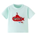 thumbnail image 4 of Boys Short Sleeve T-Shirt - Ocean Embroidery Submarine Graphic Tee, Soft Polyester Play Shirt for Kids, Light Blue,Size 4 T, 4 of 9