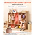 thumbnail image 2 of KFFKFF 5-Section Kids Coat Locker, Wooden Toddler Cubby Storage Organizer with 10 Hooks & Non-Slip Mat, Modern Kid Coat Cubbies with 5 Small Open Storage Boxes for Home, Natural, 2 of 9