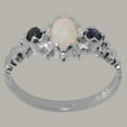 thumbnail image 3 of LBG British Made 14k White Gold Ring with Natural Opal & Sapphire Womens Engagement Ring - 33 size options - Size 7.25, 3 of 8