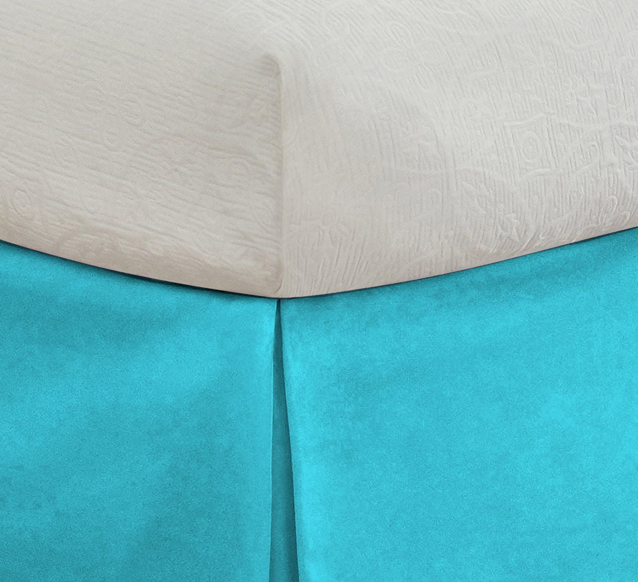 D.N.G. BEDDINGS 1 Piece Split Corner Tailored Bed Skirt, 24 Inch Deep Pocket, 800 Thread Cotton 100% Egyptian Cotton, California King Size (72" x 84") Inch, Solid Turquoise Blue