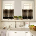 thumbnail image 2 of Kitchen Curtains 36 Inch Length, Retro Country Star Farmhouse Curtains & Drapes, Brown Black Buffalo Plaid Rod Pocket Window Curtains for Living Room/Bedroom/Bathroom, 27.5x36, 2 Panels, 2 of 5
