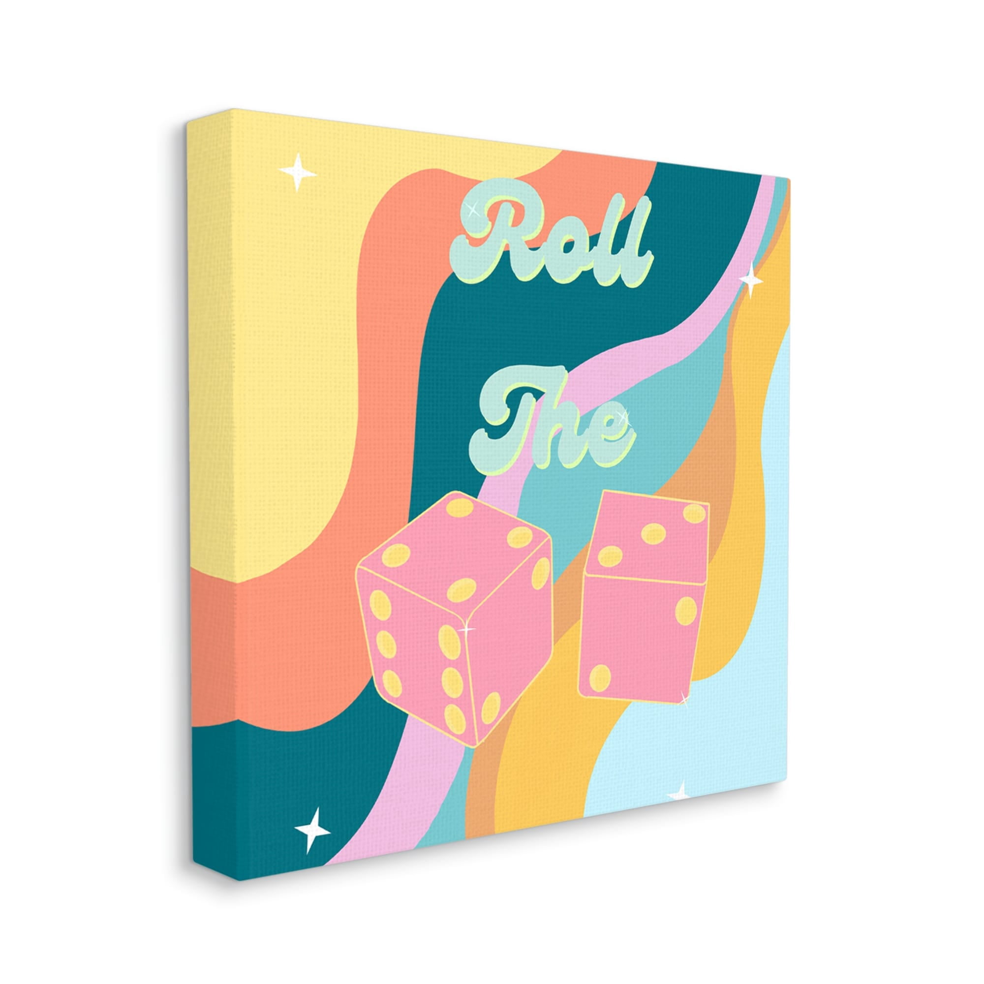 Stupell Industries Roll The Dice Groovy Phrase Religious Painting Gallery Wrapped Canvas Print Wall Art