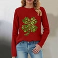 thumbnail image 2 of UngA Womens St Patrick Day Shirts Shamrock Long Sleeve Irish St Patty's Day Outfit Green Lucky Clover Crewneck Tee Tops,Size XXL, 2 of 8