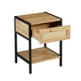 thumbnail image 6 of DSstyles 15.74-Inch Rattan End Table Nightstand Set Retro Boho Night Stand Bedside Table With Storage Shelf Smooth Rails Drawer, 6 of 9