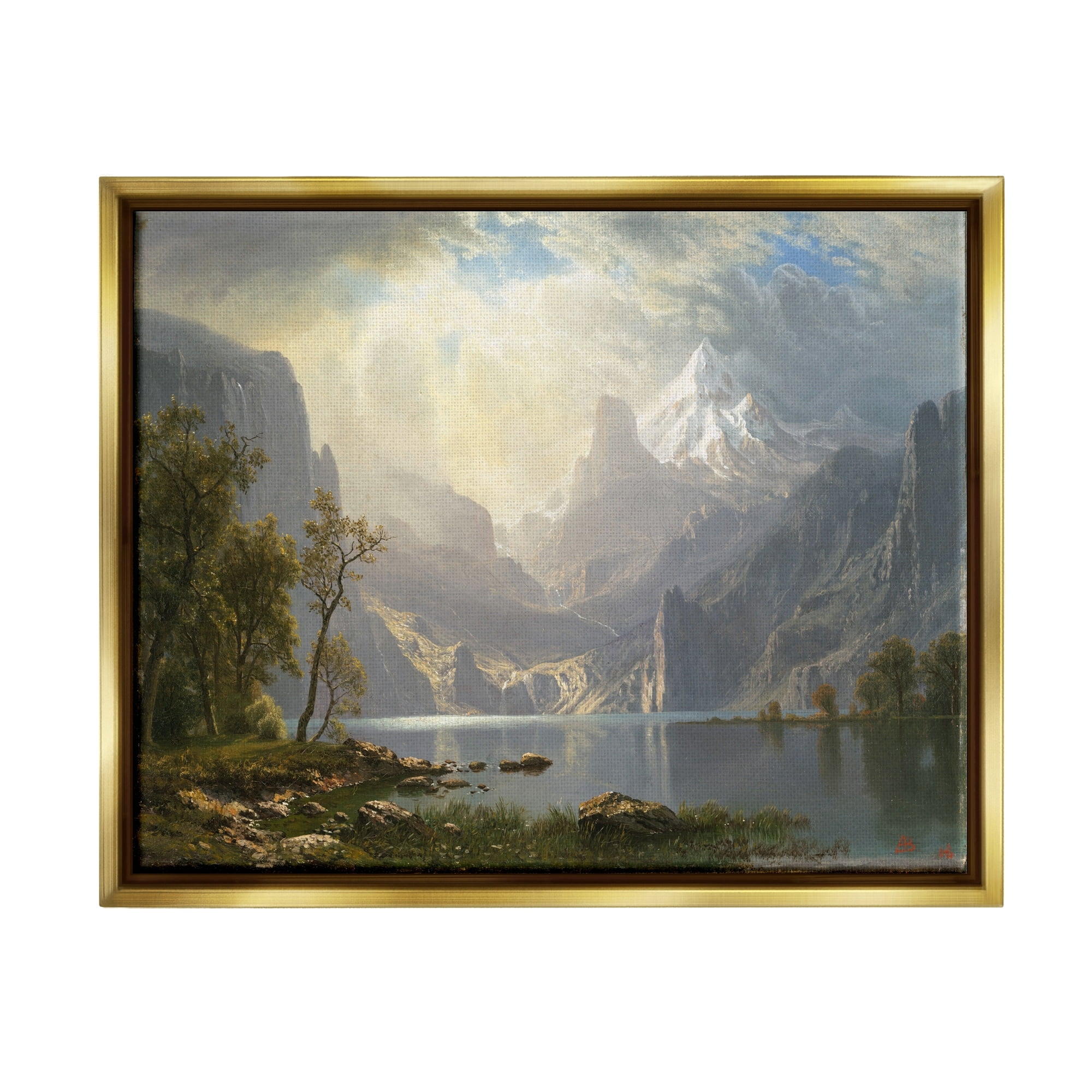 Stupell Industries American Landscape Classic Albert Bierstadt Luminous Painting Painting Metallic Gold Floating Framed Canvas Print Wall Art, Design by one1000paintings
