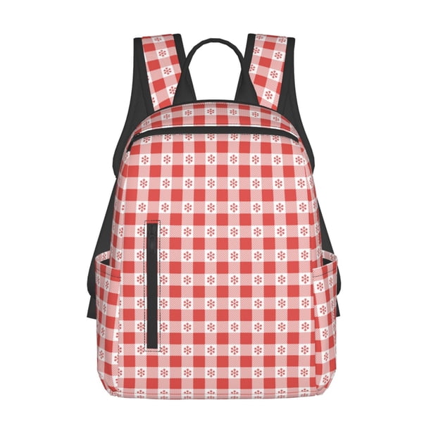 Fotbe Checkered Christmas With Snowflakes Mochila Ligera para Hombres y Mujeres - Duradera y Resistente al Agua, Ideal para Escuela, Trabajo, Viajes y Uso Diario