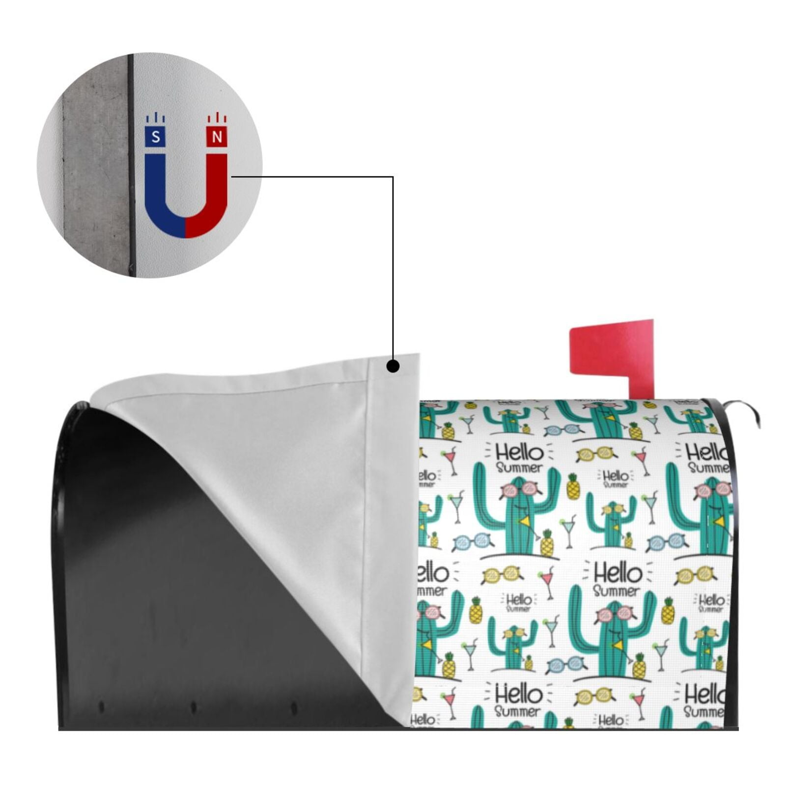 Xecao Hello Summer for Mailbox Cover with Magnetic Strips, Waterproof and Sunscreen, Adds a Decorative Touch to Your Garden Yard.
