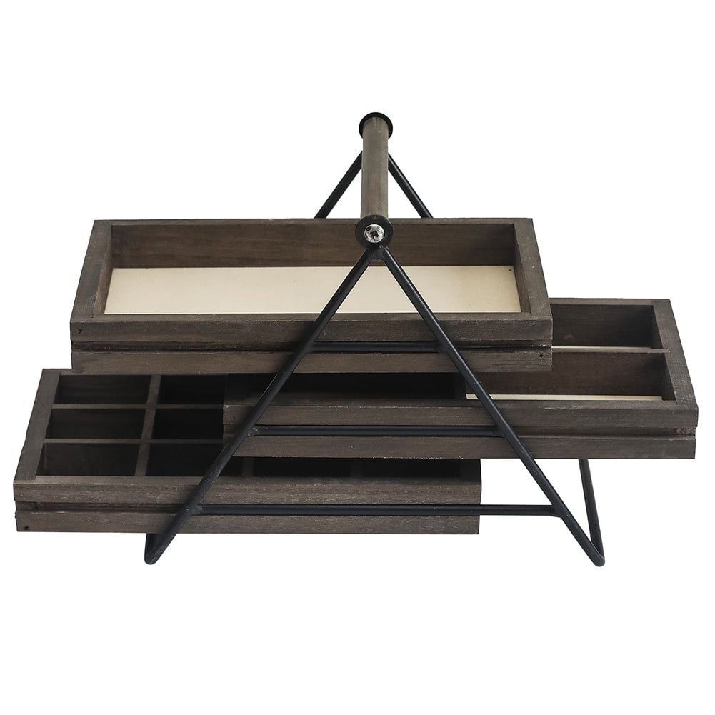 Kepooman 3-Layers Jewelry Display Rack, Necklace Holder, Jewelry Tree Stand Metal Jewelry Organizer for Necklaces Bracelets Earrings Rings, Walnut