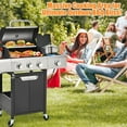 thumbnail image 6 of 3-Burner Propane Gas BBQ Grill with Side Burner, Rain Cover Design, Stainless Steel Gas Grill with 40,500 BTUs Output for Outdoor, Camping, Barbecue Grilling Backyard Cooking, Black Silver, 6 of 9