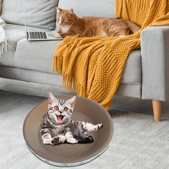 Rascador Redondo de Cartón para Gatos perfecl Cama para Gatitos Tumbona Sofá para Interior Nido para Gatos 50cmx9cm