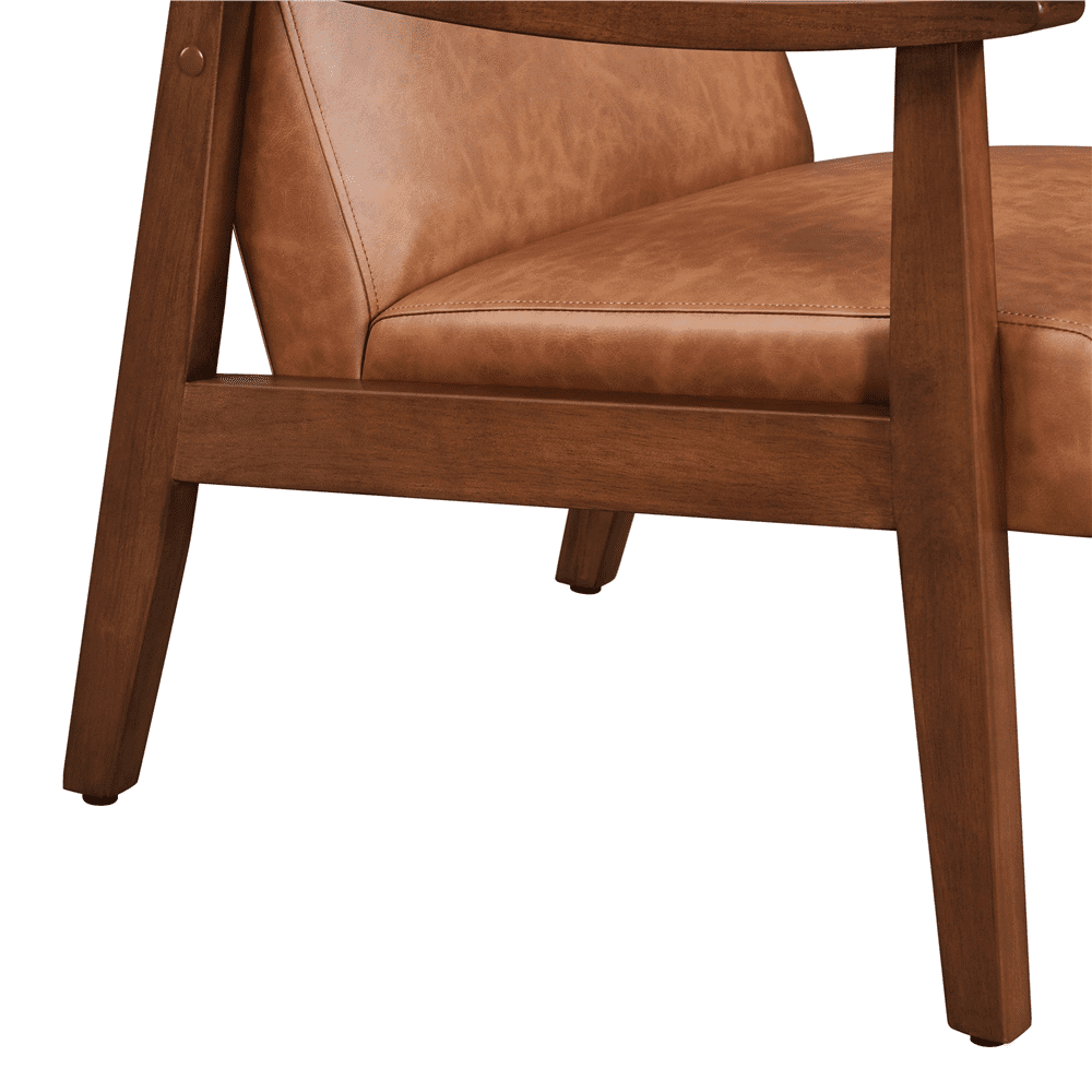 Renwick Mid-Century Modern Faux Leather Accent Chair, Set of 2, Brown