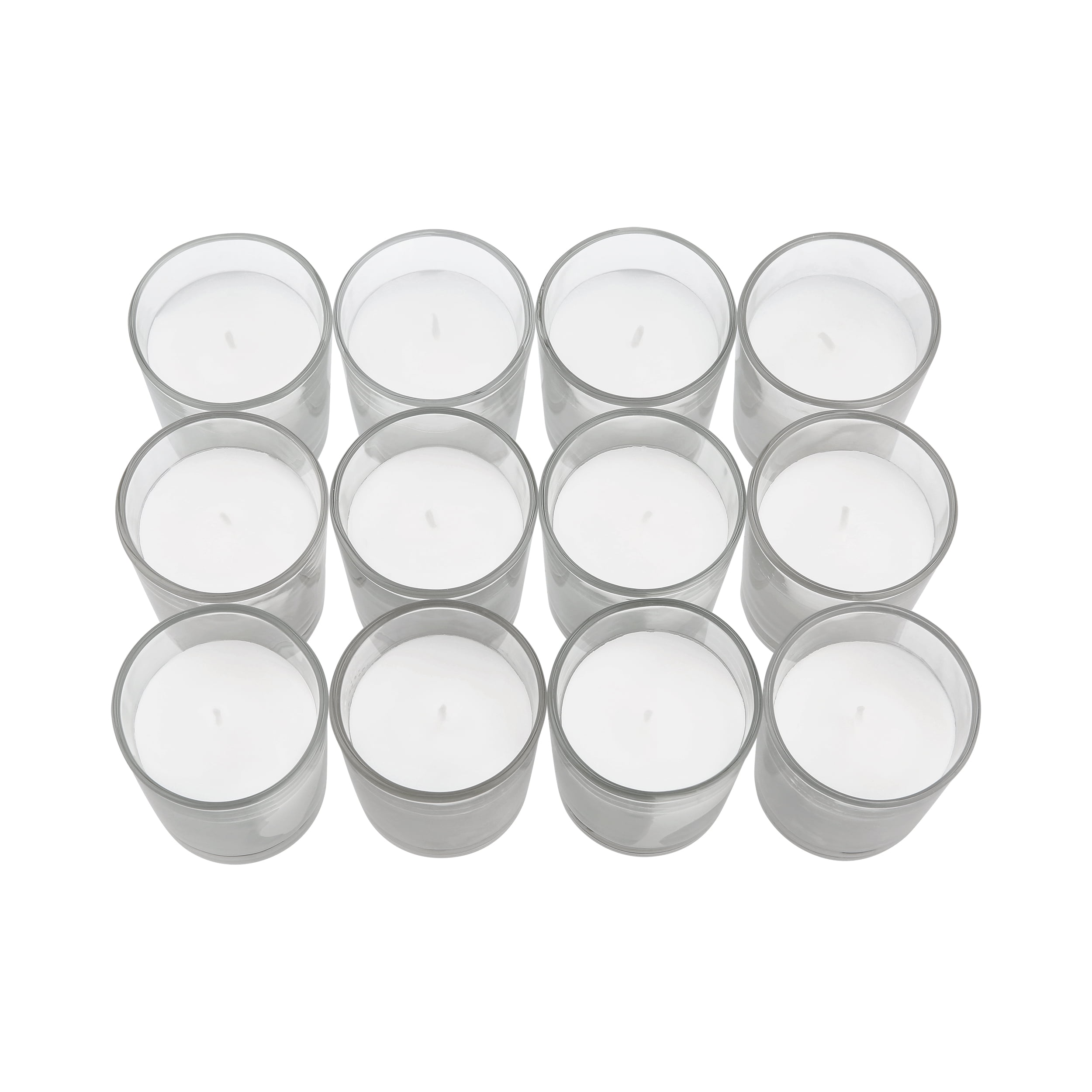Mainstays Unscented Filled Votive Glass Candles, White, 12-Pack Votive Candles