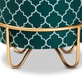 thumbnail image 4 of Baxton Studio Pouf en Métal Tapissé de Velours Vert Turquoise, 4 of 7