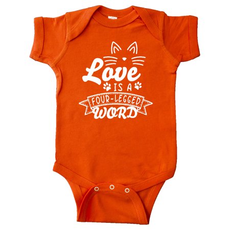 

Inktastic Love is a 4 Legged Word with Cat Ears and Whiskers Gift Baby Boy or Baby Girl Bodysuit